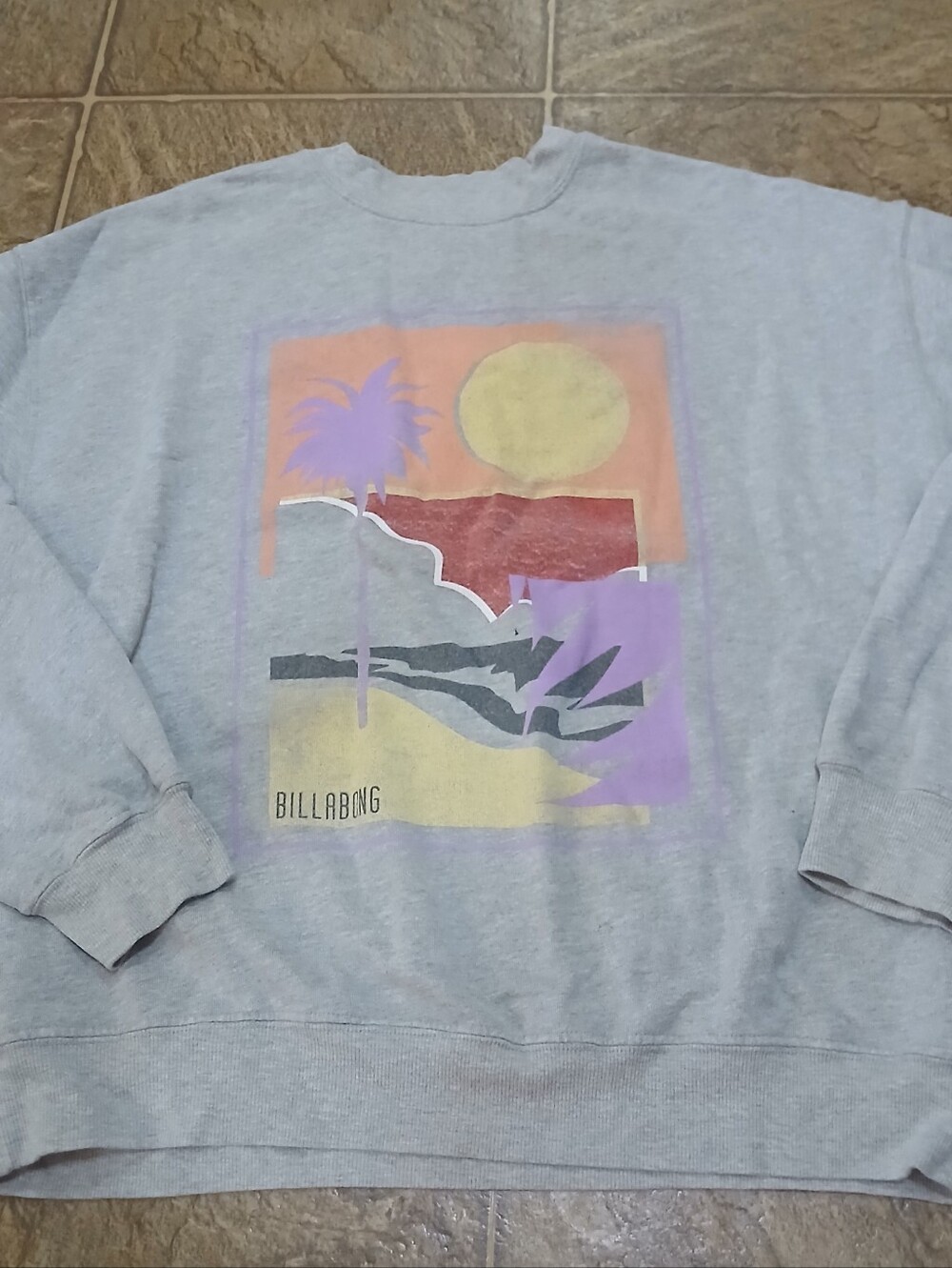 Billabong Gray Graphic Men's Sweater Size Small Skater Casual Beach Streetwear